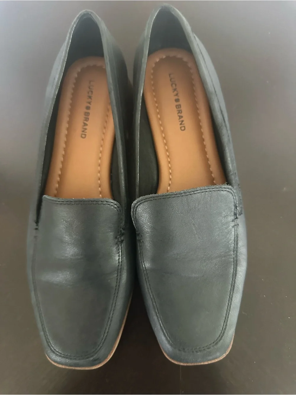 Lucky Brand Black Leather Slip-On Loafers